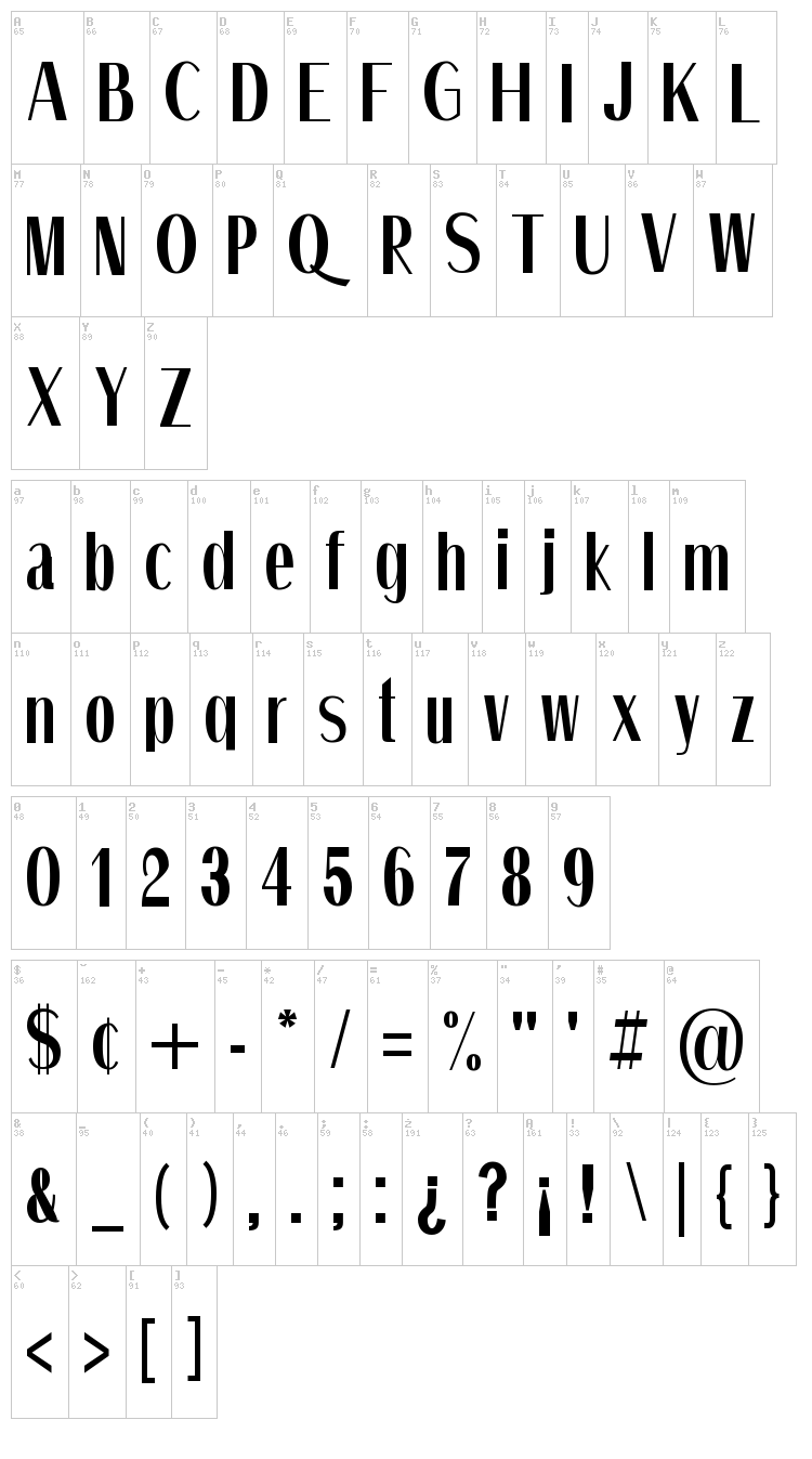Quiet Streets font map